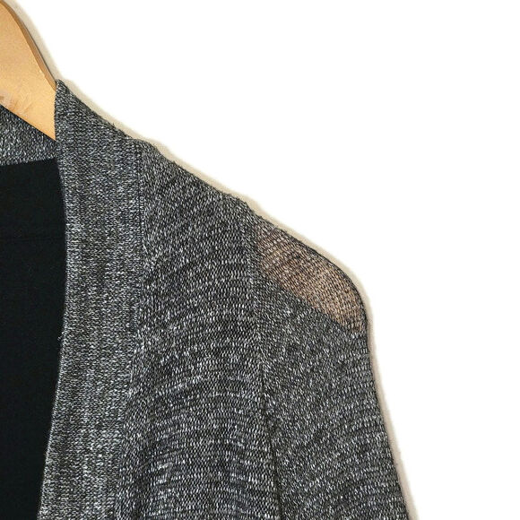 Anthropologie Deletta Metallic Silver Gray Knit Open Cardigan Sweater Size S - Picture 3 of 15